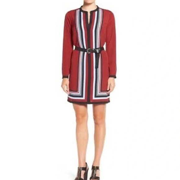 Michael Kors Optic Scarf Band Collar Shirt Dress - Picture 1 of 6